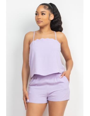 Ensemble short et top sexy de couleur uni