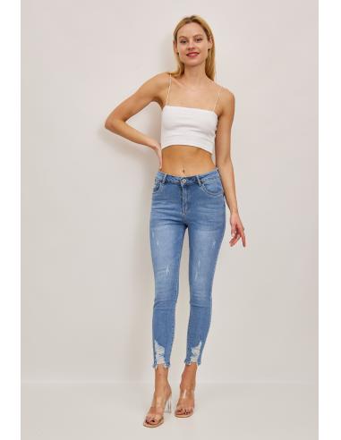 Jeans skinny taille haute déchiré