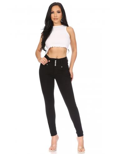 Jean skinny noir taille haute