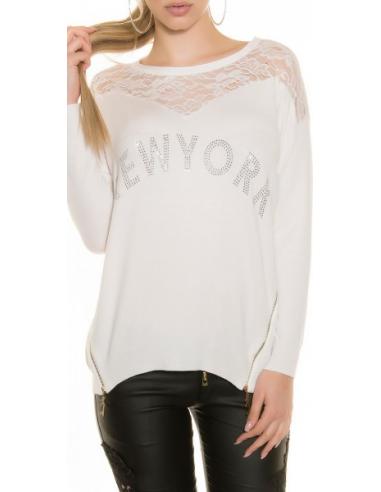 Pull "New-York" avec dentelles