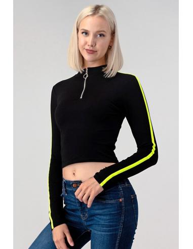 Semi crop top à col montant